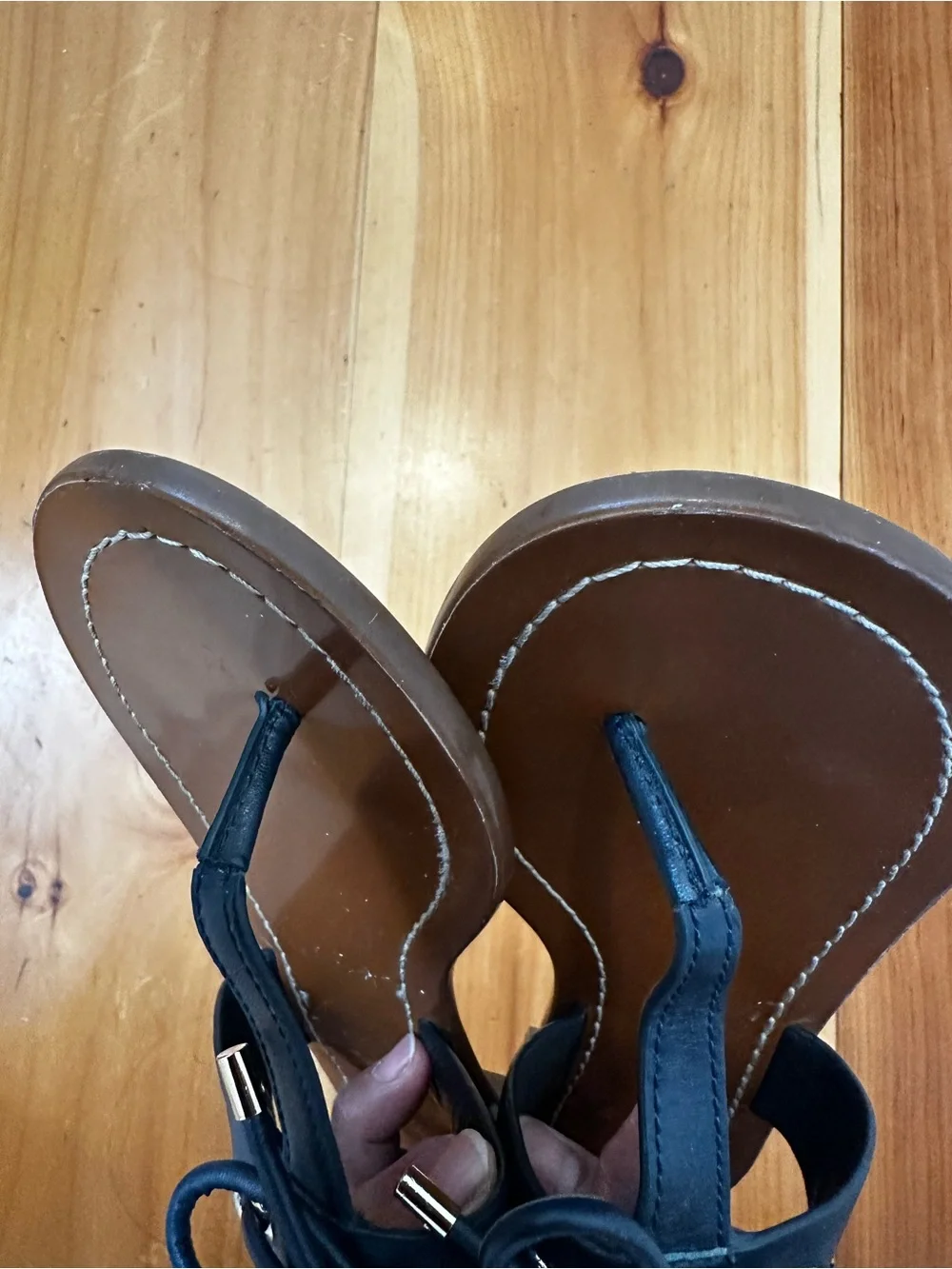 Kate Spade  Navy Tie-Front Leatherette Thong Sandals
